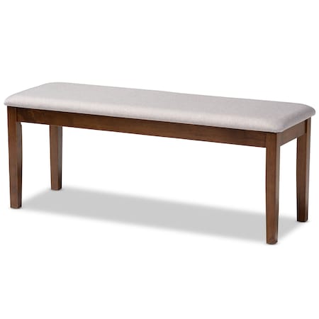 Baxton Studio Teresa Transitional Grey Upholstered and Walnut Wood Dining Bench 170-10917